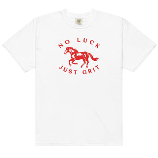 No Luck Just Grit Heavyweight Tee: White - Tallgrass Supply