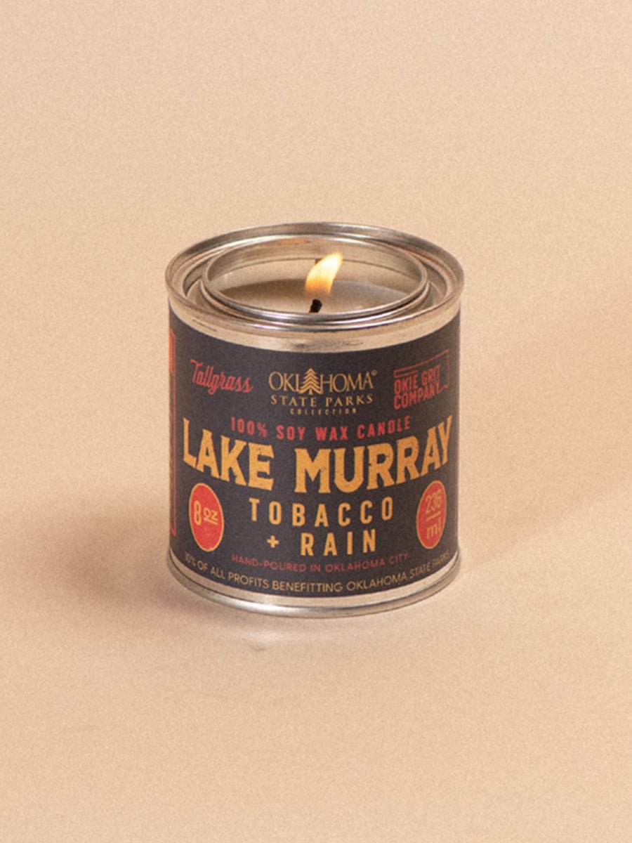 Tallgrass Supply_ 8 oz Soy Candle - Lake Murray: Tobacco + Rain.