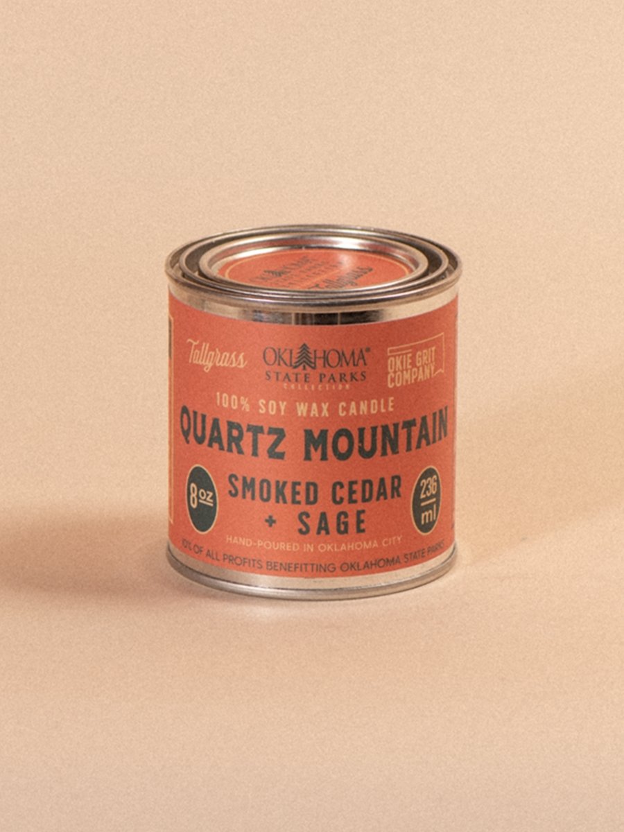 Tallgrass Supply_ 8 oz Soy Candle - Quartz Mountain: Smoked Cedar + Sage.
