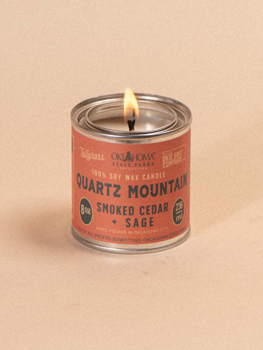 Tallgrass Supply_ 8 oz Soy Candle - Quartz Mountain: Smoked Cedar + Sage.