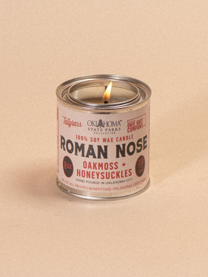 Tallgrass Supply_ 8 oz Soy Candle - Roman Nose: Oakmoss + Honeysuckle.