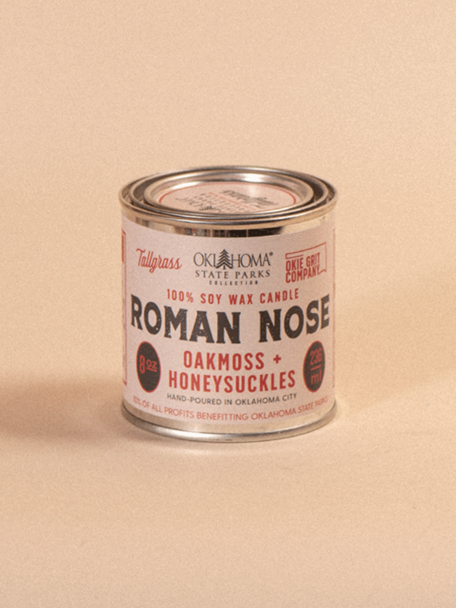 Tallgrass Supply_ 8 oz Soy Candle - Roman Nose: Oakmoss + Honeysuckle.