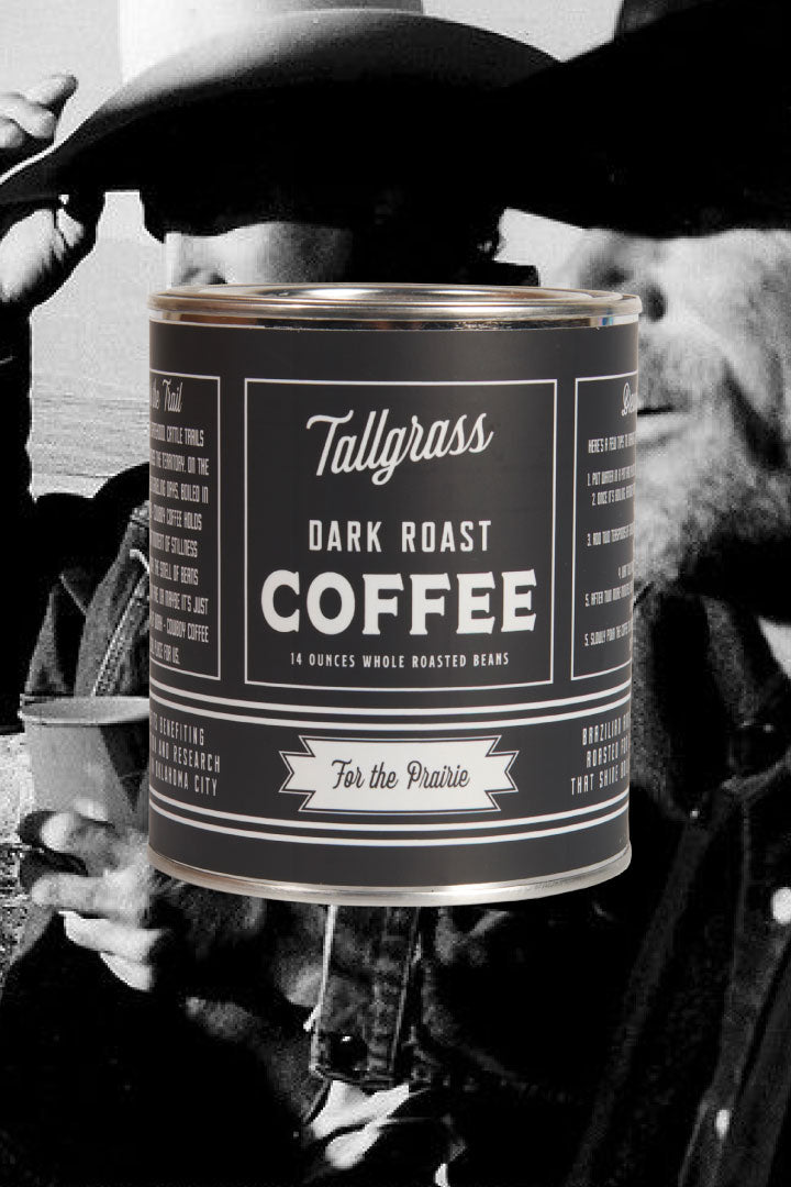 Tallgrass Supply_ Dark Roast Coffee: 14 ounce Whole Beans - Brazil + Colombian Blend.